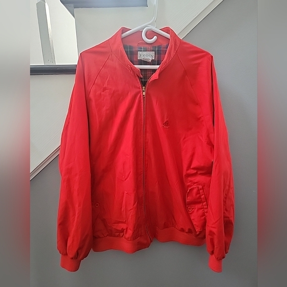 Izod Other - VINTAGE Izod Red Plaid Flannel Lined Full Zip Jacket Coat Outdoors SZ XLarge